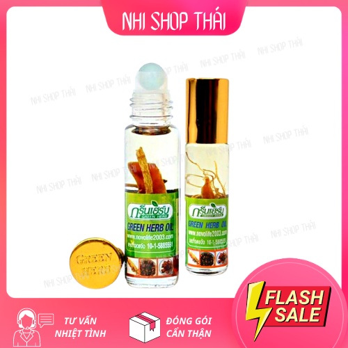 DẦU LĂN NHÂN SÂM GREEN HERBAL 8ML THÁI LAN