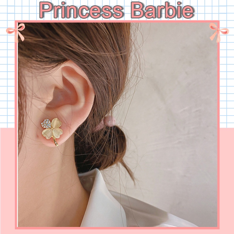 Bông Tai Mạ Bạc 925 Hình Cánh Hoa Siêu Nữ Tính Phong Cách Hàn Quốc Mới