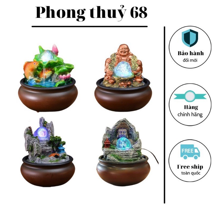 Thác nước phong thủy Tiểu cảnh bể cá mini Hòn non bộ để bàn