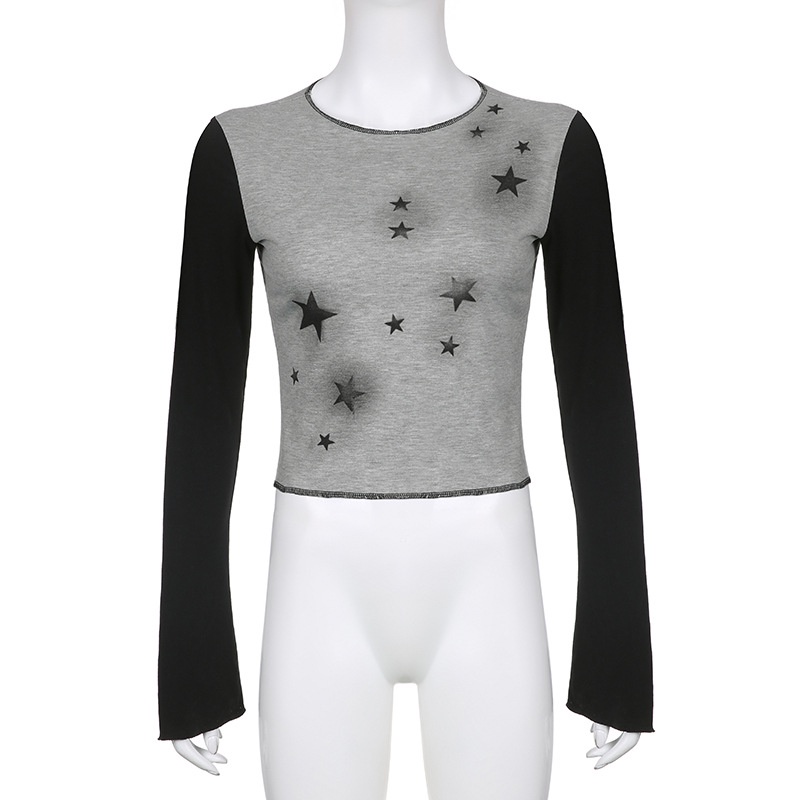 Áo Thun Dài Tay Cổ Tròn In Hình Ngôi Sao Thời Trang Cho Nữ