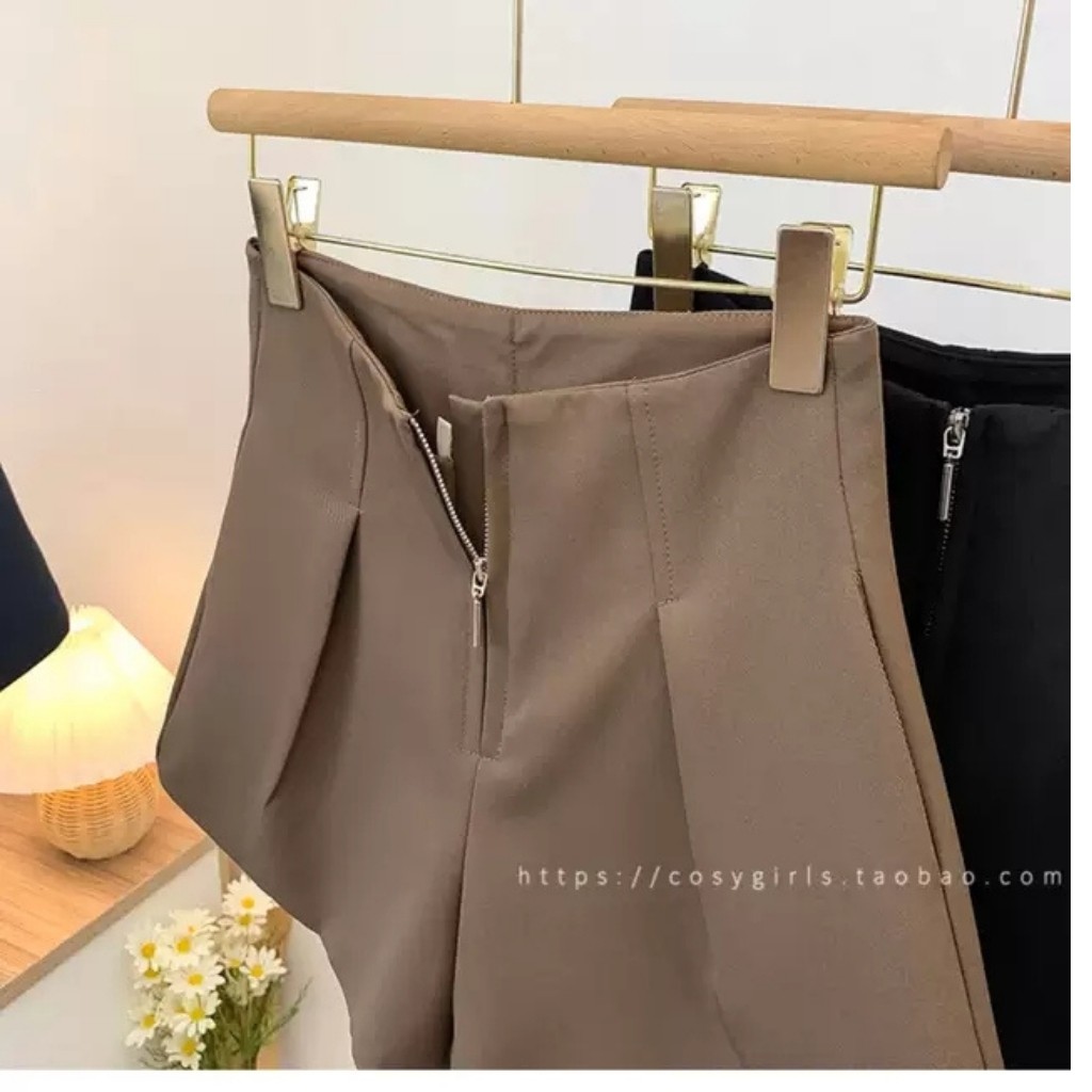 Quần sooc đùi nữ lưng cao khoá giữa chất tuyết mưa siêu đẹp