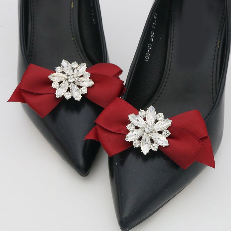 Set 2 Dây Cột Giày Cao Gót Đế Bằng Đính Hoa Cho Nữ Giá Đỡ