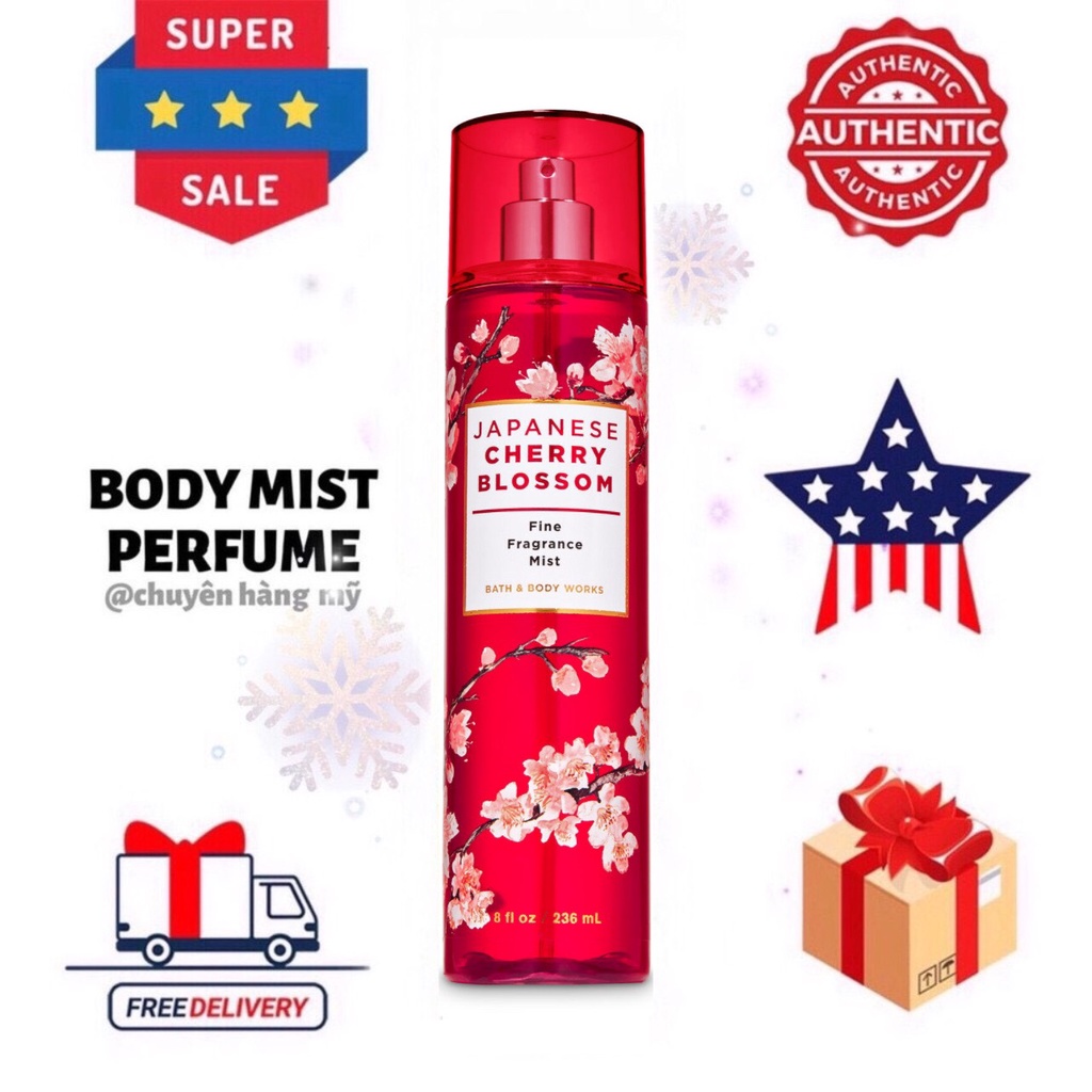 𝗕𝗢𝗗𝗬𝗠𝗜𝗦𝗧𝗣𝗘𝗥𝗙𝗨𝗠𝗘⚜️Xịt Thơm Toàn Thân Bath And Body Works - Jpanese Cherry Blossom 236ml