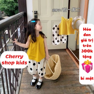 Set bộ bé gái, set áo ba lỗ kèm quần chấm bi siêu cute cho bé từ 1-4 tuổi Cherry Đà Nẵng