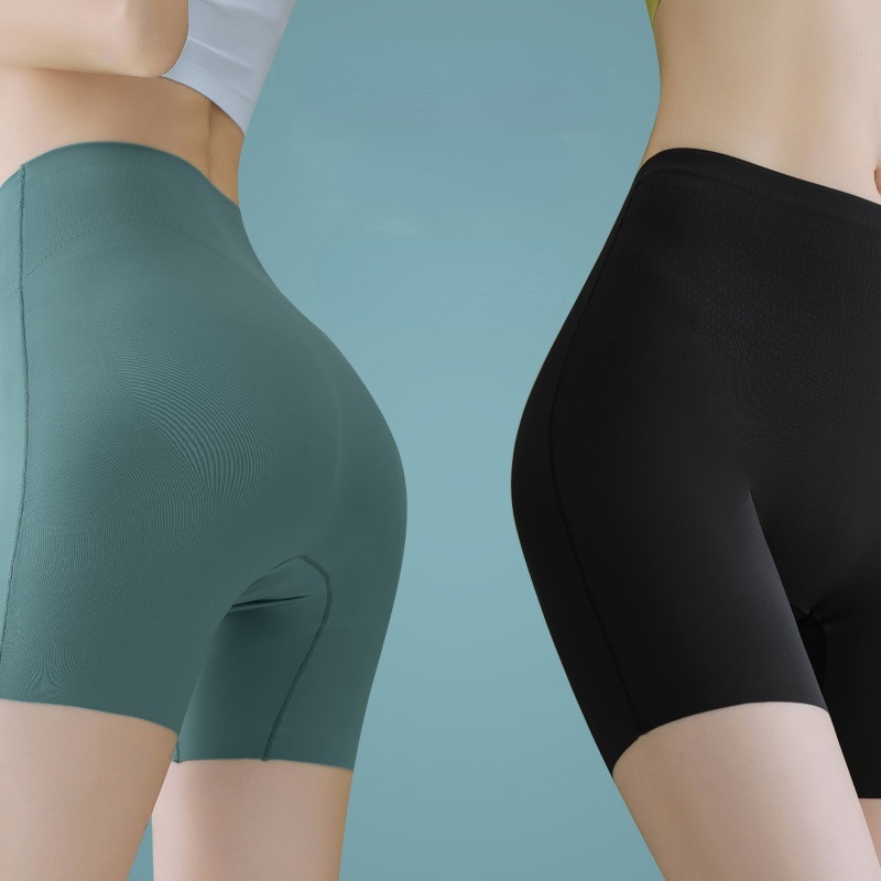 Quần Lót Boxer Lưng Cao Co Giãn Không Đường May Bằng Lụa Băng 2 Trong 1 Thoải Mái Kích Thước Ngoại Cỡ Dành Cho Nữ