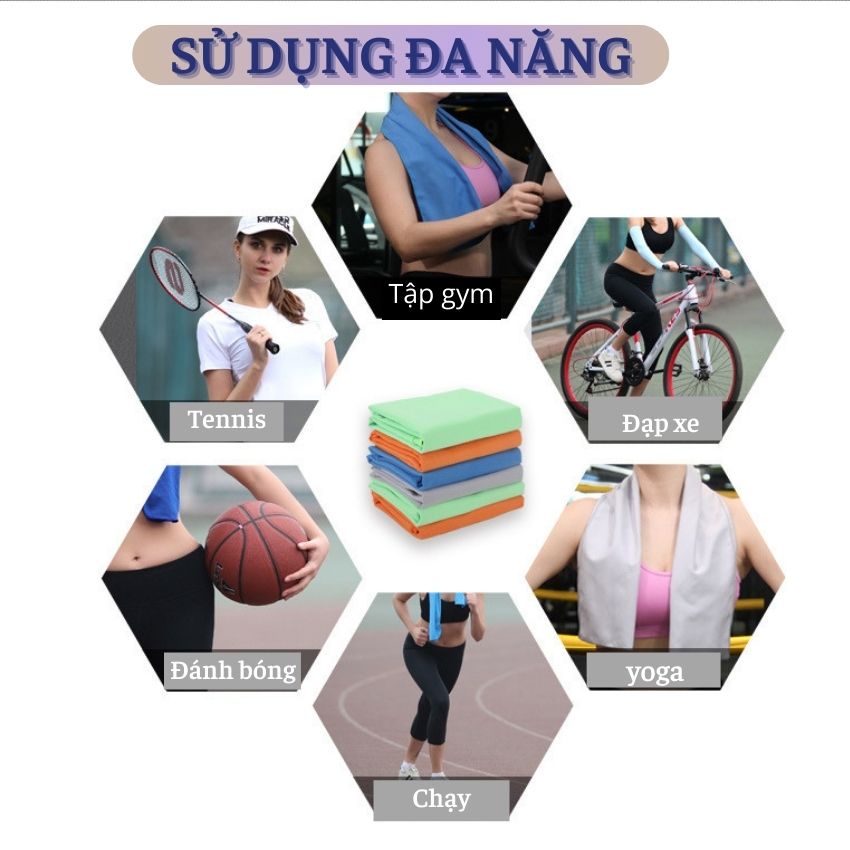 Khăn Lạnh Thể Thao Thấm Hút Mồ Hôi Tập Gym Đạp Xe Hoạt Động Ngoài Trời, Khăn Lau Đa  Năng KLTT01