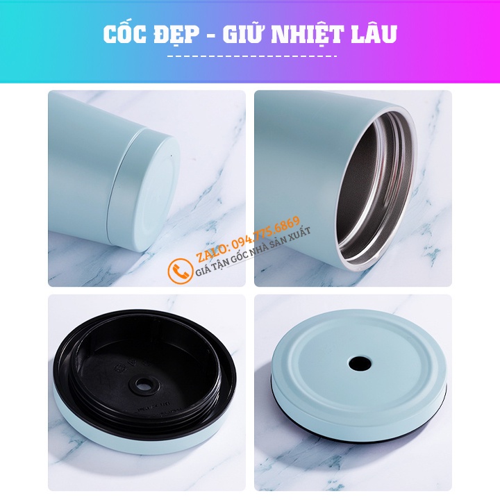 Cốc Giữ Nhiệt 500 ml & 750 ml - Ly giữ nhiệt kèm ống hút inox - Chất liệu Inox 304 Cực Đẹp - Giữ Nhiệt Lâu