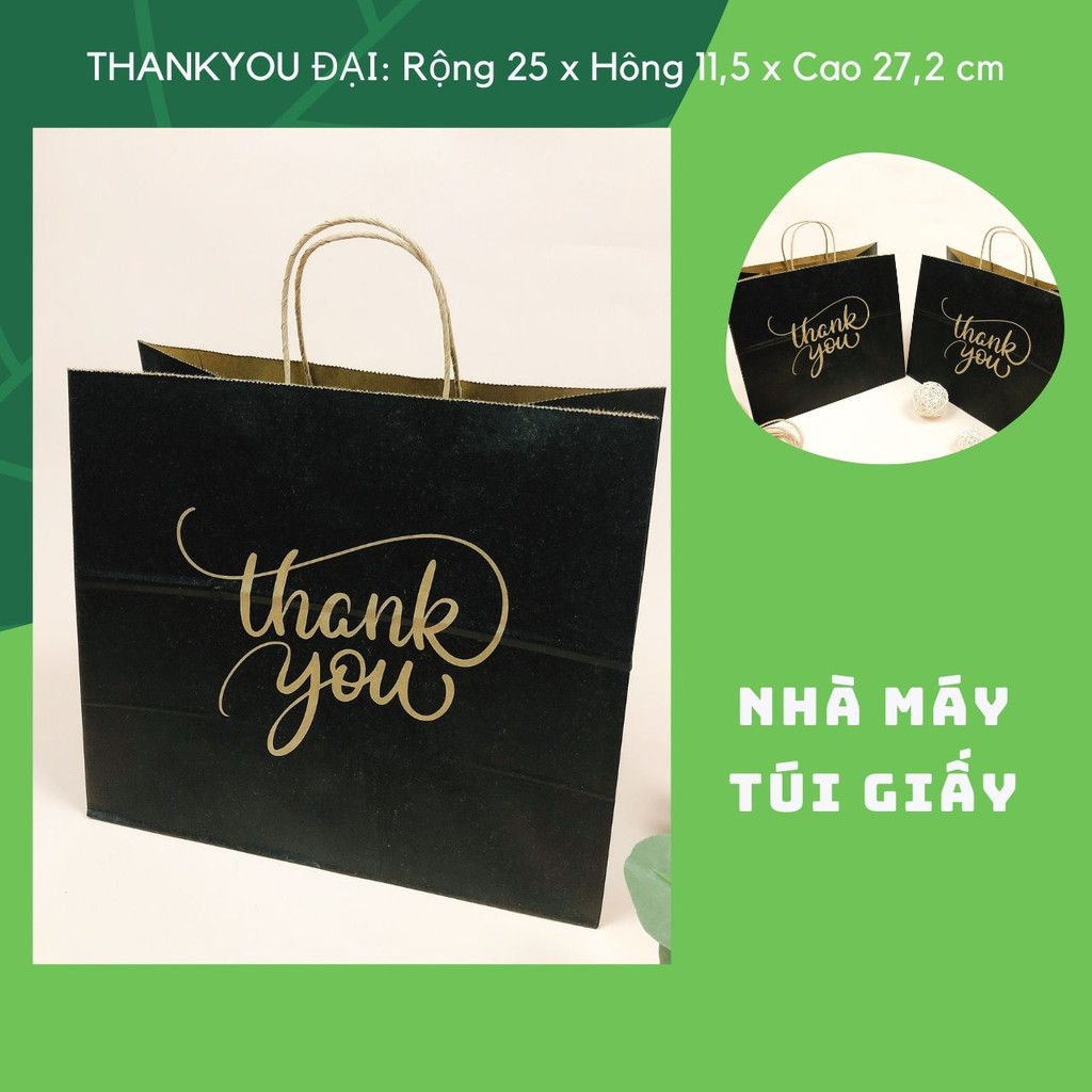 Set 20 túi giấy ThankYou size L in đen có quai (ẢNH THẬT SHOP TỰ CHỤP)