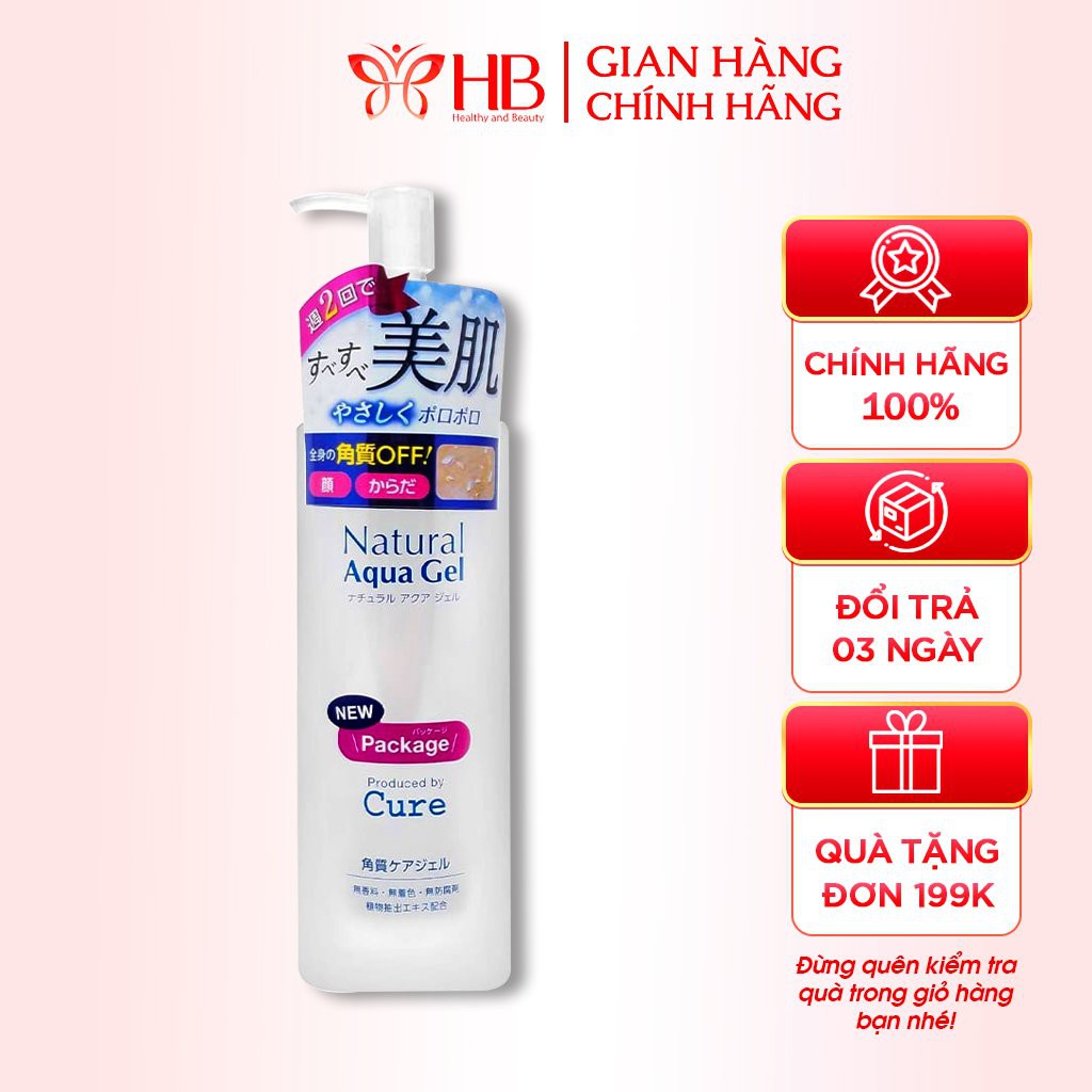 Tẩy da chết Cure Nhật Bản 250ml, tẩy tế bào chết da mặt dạng gel Cure Natural Aqua (Hàng chuẩn Nhật)