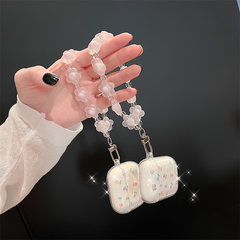 Vỏ Bảo Vệ Hộp Sạc Tai Nghe AirPods 3 AirPods Pro 1/2 Hình Hoa Gắn Dây Đeo Thời Trang