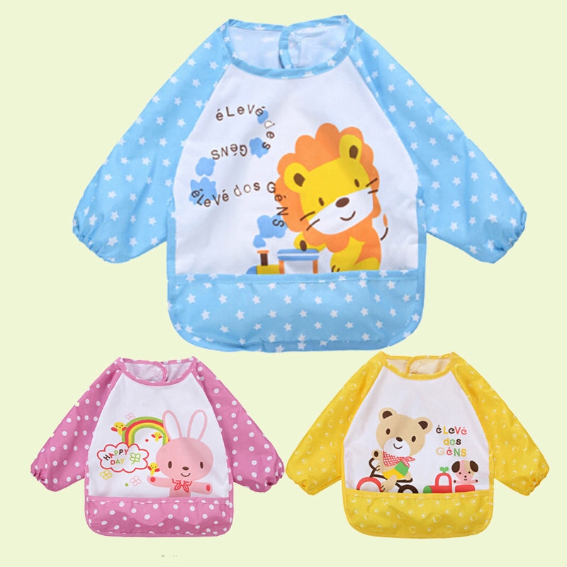 d❃♪New children´s baby boys and girls children´s feeding bib long-sleeved waterproof blouse 0-3 years old treasure