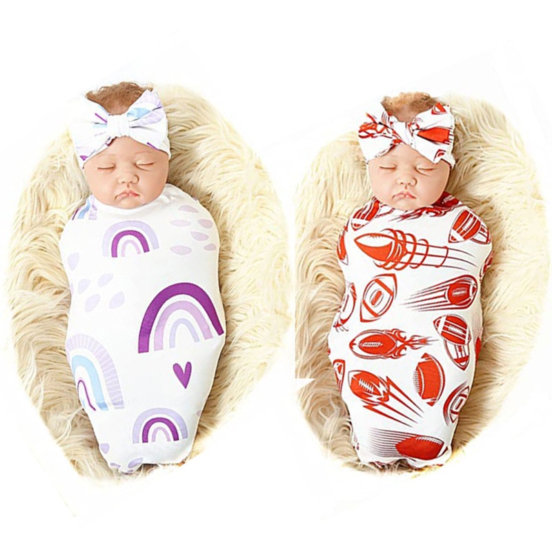 Set 2 Món Gồm Chăn Quấn Và Băng Cài Đầu Mềm Mại Làm Phụ Kiện Chụp Ảnh Cho Bé Sơ Sinh
