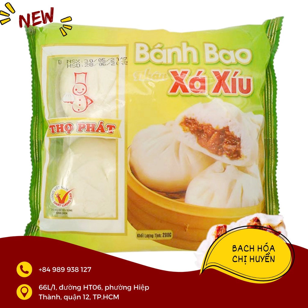 Bịch 4 Bánh Bao Nhân Xá Xíu Thọ Phát 280G