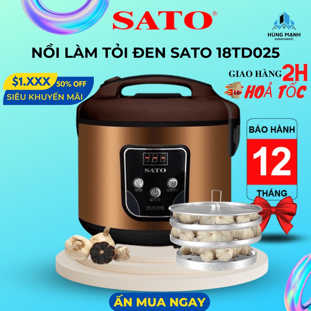 Nồi làm tỏi đen SATO 18TD052 dung tích 4,5L bảng điều khiển điện tử - Nồi nấu tỏi đen sản xuất tại Việt Nam