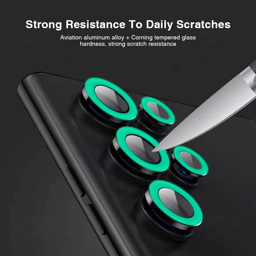 Kính Cường Lực Bảo Vệ Camera Mạnh Mẽ Màu Dạ Quang Dành Cho Samsung Galaxy S22 Ultra