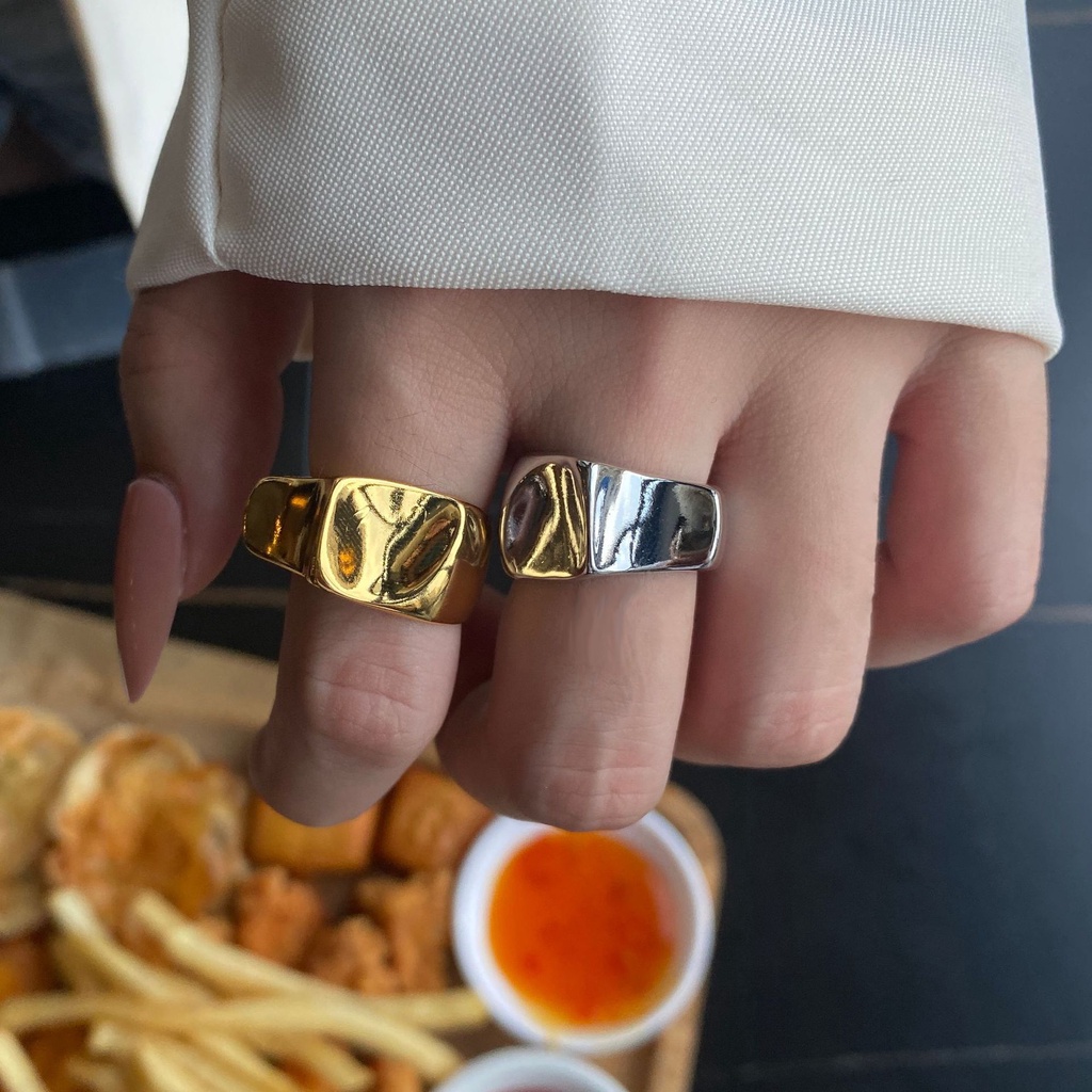 Nhẫn Màu Bạc Kiểu Dáng Hình Học Sáng Tạo Thời Trang Cho Nữ