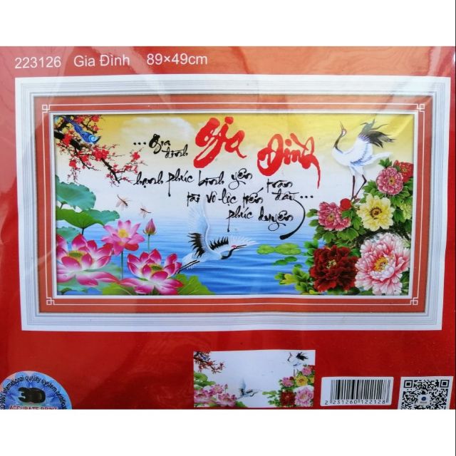 Tranh thêu chữ thập gia đình 223126 (89x49)