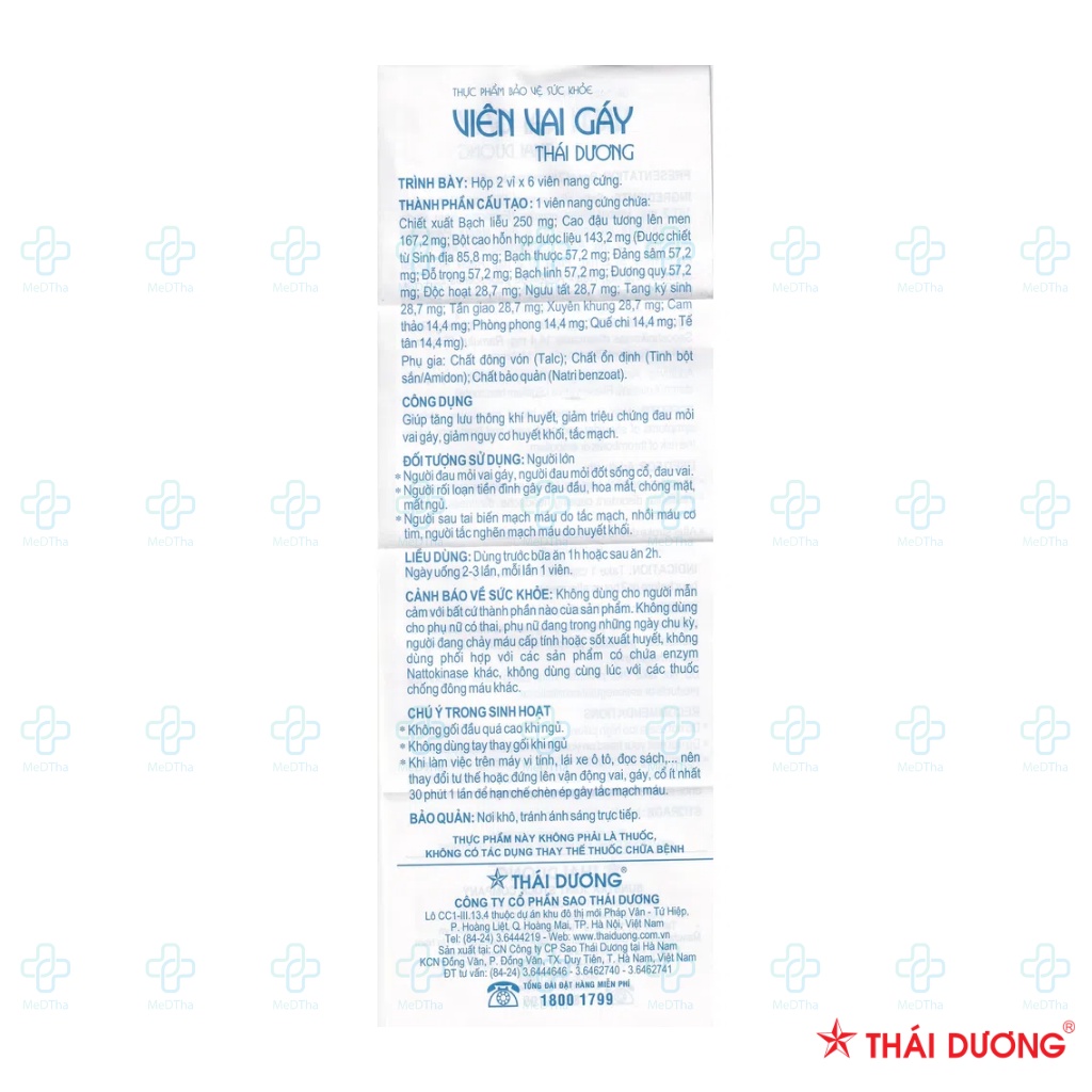 Viên Vai Gáy Thái Dương - Hỗ trợ giảm đau mỏi lưng vai gáy (Hộp 12 viên) [Chính hãng]