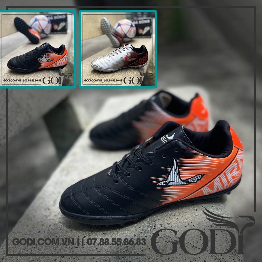 Giày đá bóng nam có size 44 - Giày đinh bóng đá màu cam đen siêu đẹp - Giày đá banh sân cỏ nhân tạo - Godi Sport