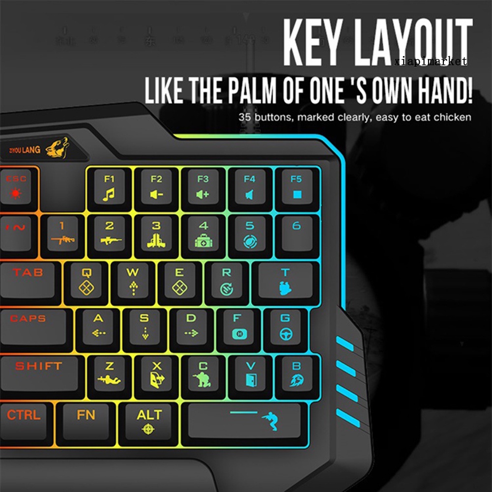 LOP_35 Keys One Hand Control Colorful Mechanical Gaming Keyboard for PUBG Mobile