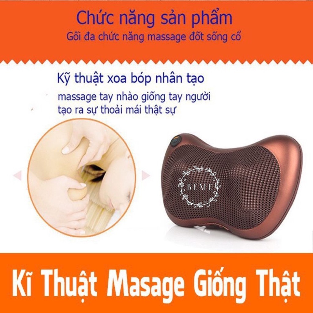 Gối Massage Hồng Ngoại Pillow 8 pi + BẢO HÀNH 3 THÁNG