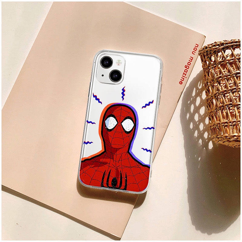 iPhone 13pro Spider-Man Phone Case Apple 12 European and American Marvel 11 Niche XR Transparent Xs Funny 8 Soft Case u12w