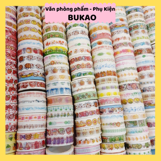 Washi tape 10mm x 2m nhiều mẫu xinh xắn