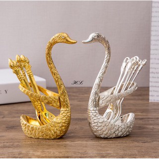 Bộ thìa dĩa thiên nga hoàng gia giá đựng hình thiên nga y hình