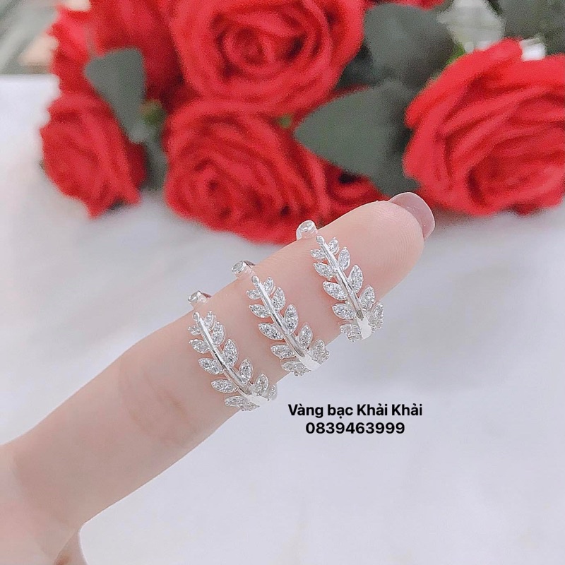 Nhẫn nữ bạc ta - Nhẫn lá bạc ta sáng bóng - Vàng bạc Khải Khải
