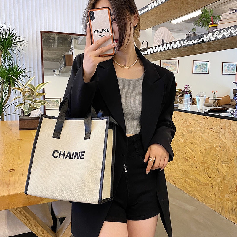 Túi Xách Canvas Phối Khóa Kéo Thiết Kế Mới Đơn Giản Thời Trang