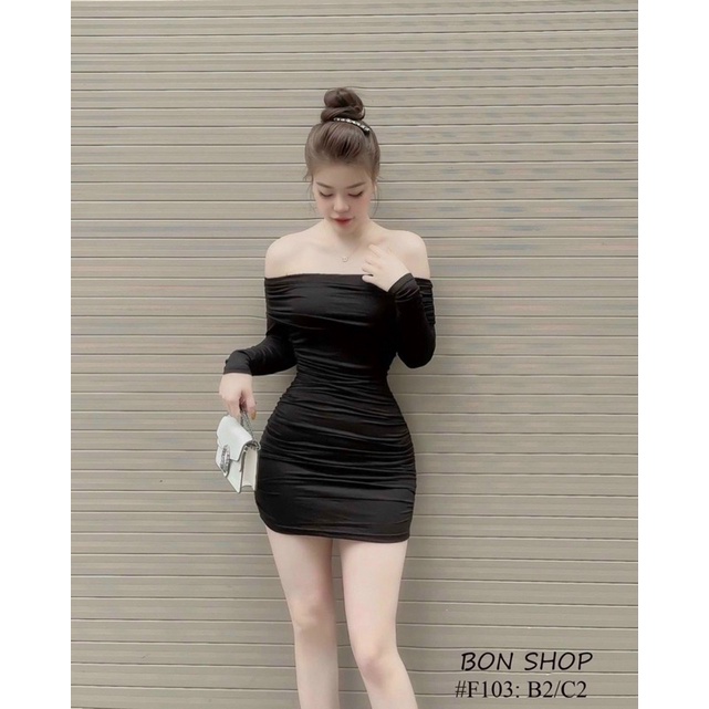 Đầm Body Trể vai Nhún Tay dài