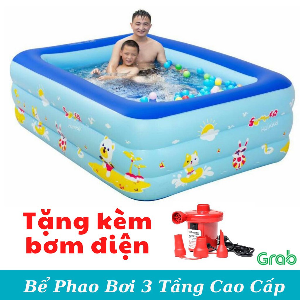 [ Loại dày dặn + TẶNG BƠM ĐIỆN] Bể bơi cao cấp 2m1 SIÊU TO