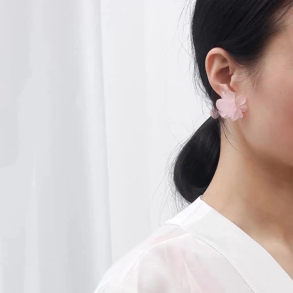 Bông Tai Mạ Bạc 925 Hình Bông Hoa Xinh Xắn Theo Phong Cách Hàn Quốc Dành Cho Nữ