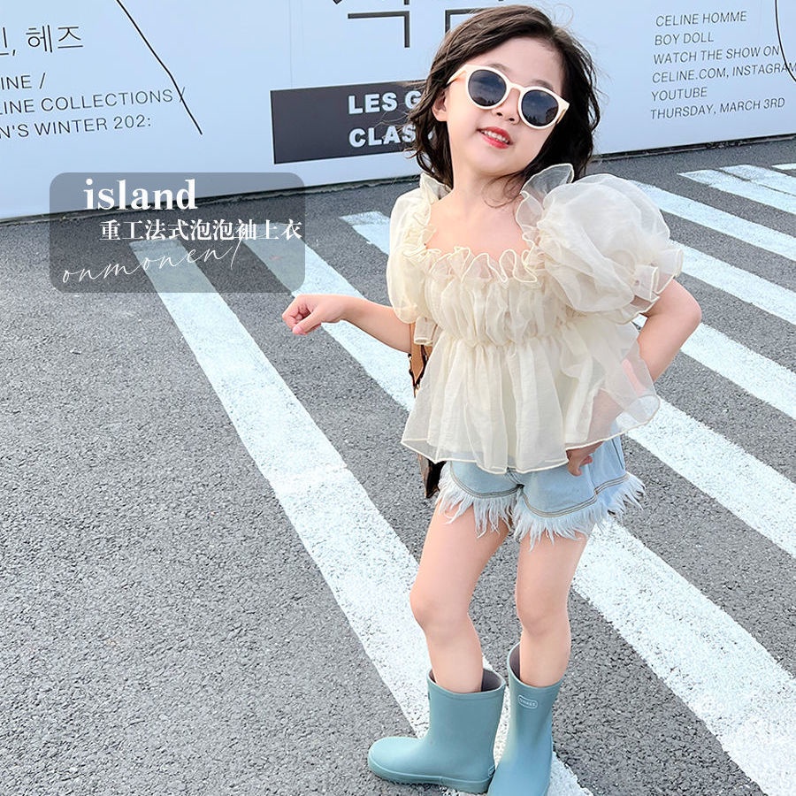 Áo Kiểu Búp Bê Tay Phồng Ngắn Phong Cách Phương Tây Thời Trang Mùa Hè Hàng Mới Dành Cho Bé Gái 2022
