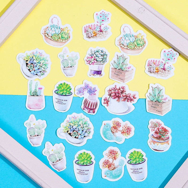 Sticker chủ đề Cây Xương Rồng - Hộp 45 miếng dán trang trí sổ tay Bullet Journal - M260