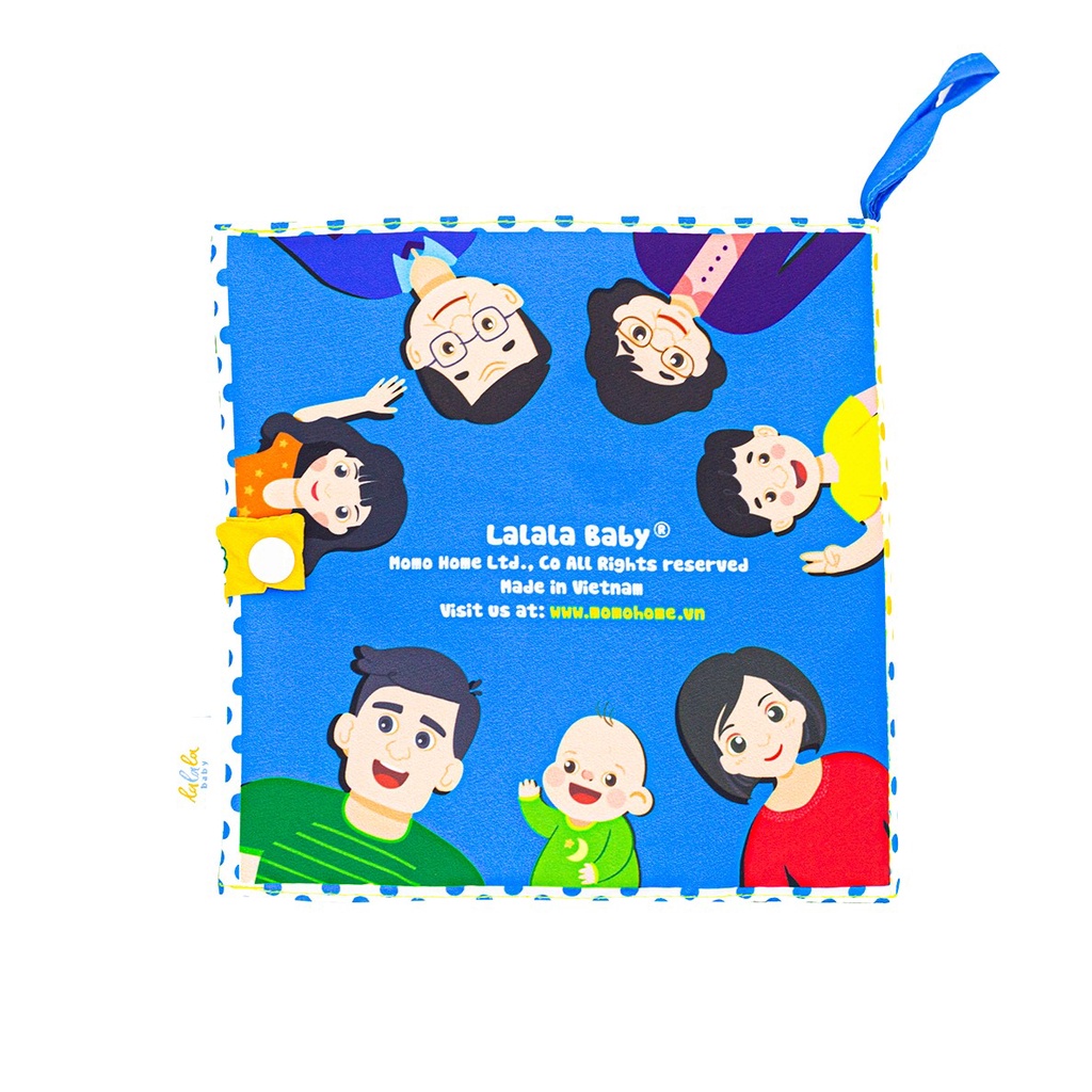 Sách vải Lalala Baby song ngữ đa tương tác Nhà tớ có những ai? - Who's is my family? kích thước 18x18cm 12 trang lật mở