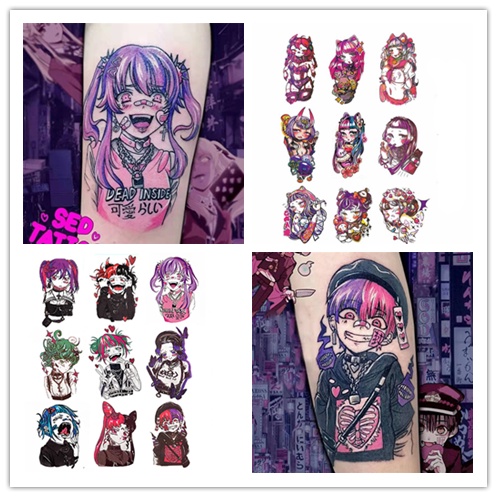 Bộ 9 Hình Xăm Dán Tạm Thời Chống Nước Lâu Trôi Phong Cách Hip hop