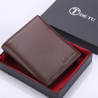 Ví Nam Đứng Da Bò DETU Cách Điệu Nhỏ Gọn B3043 (Đen - Nâu - Xanh Dương)