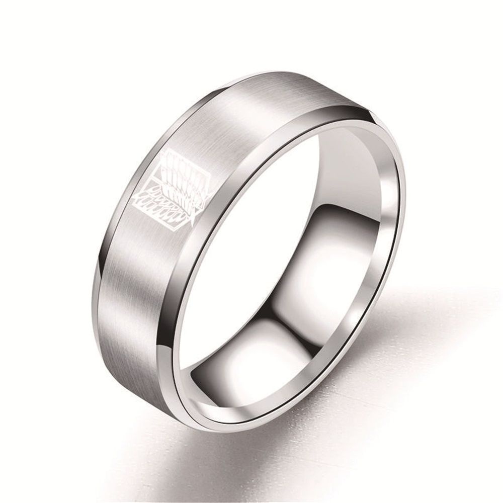 Susans stainless steel ring Anime merchandise attack giant wings of freedom Black Sliver