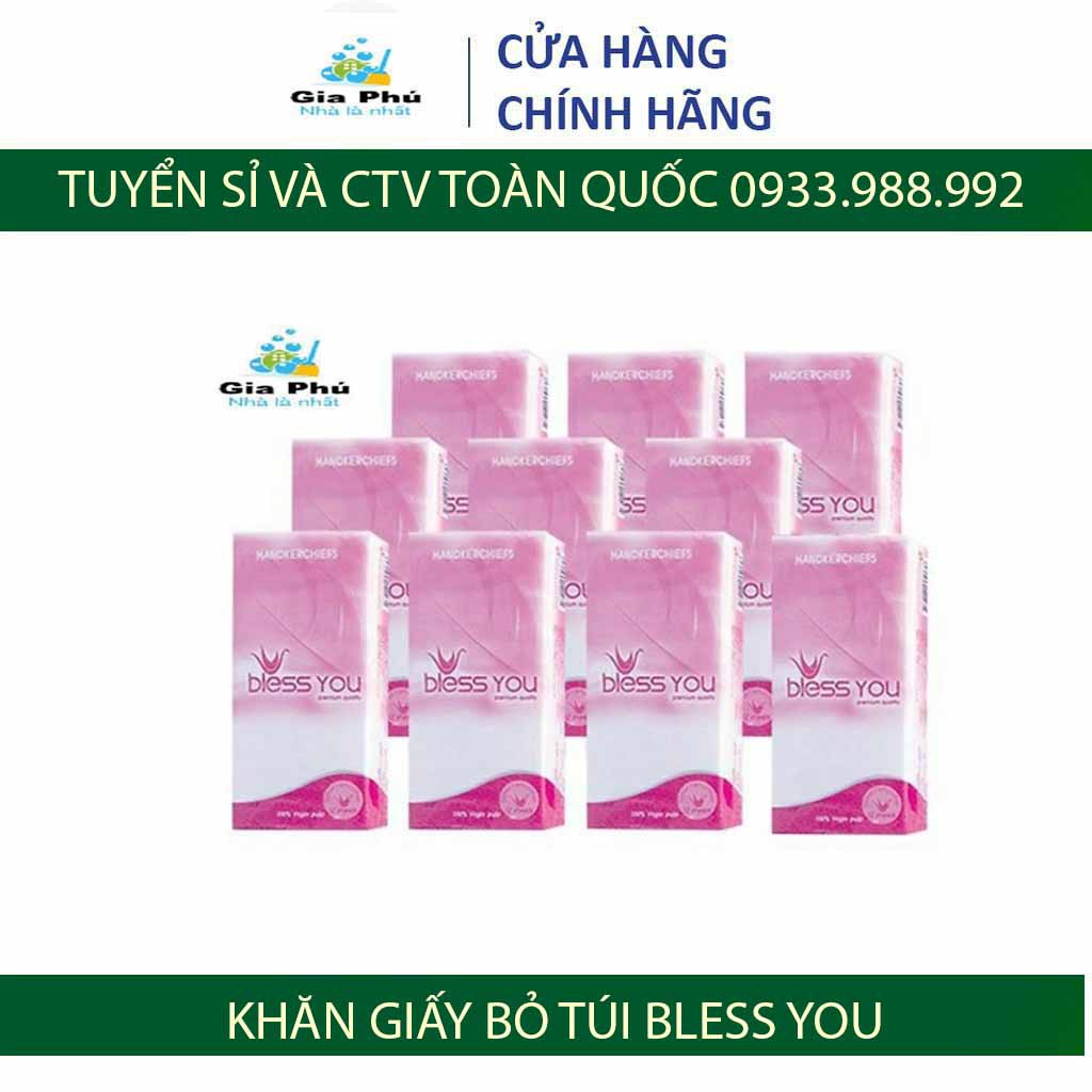 [Mã 267FMCGSALE giảm 8% đơn 500K] Combo 10 gói giấy cầm tay Bless You tiện lợi Gia Phú