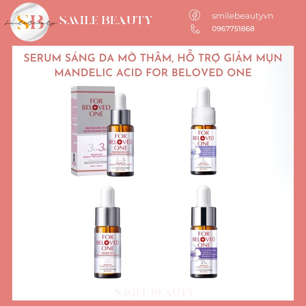 Serum sáng da, mờ thâm, hỗ trợ giảm mụn Mandelic Acid For Beloved One 3%+3% ,7%, 20%,21% 15ml giúp