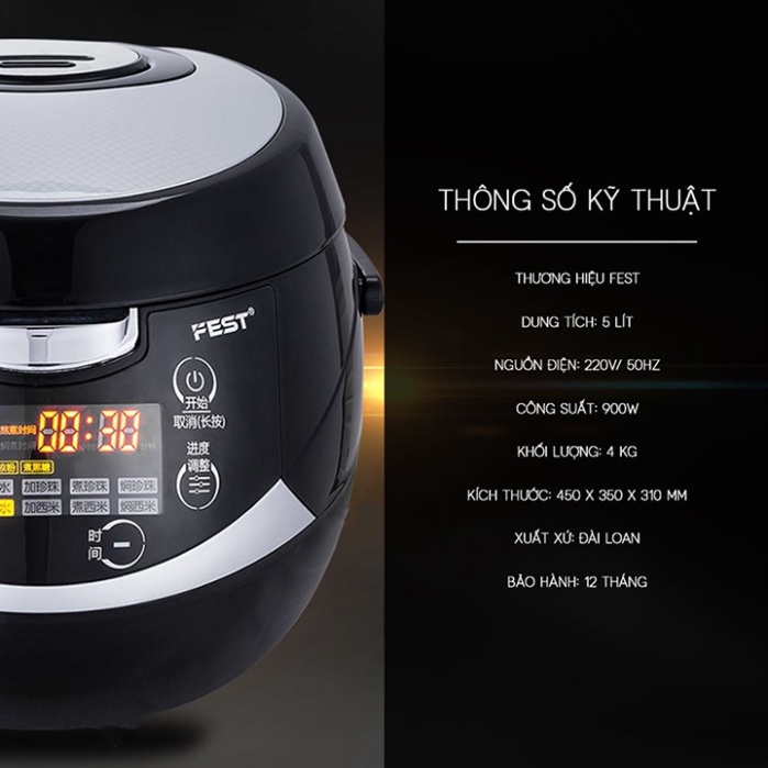 Nồi Nấu Ủ Trân Châu FEST 5L Tự Động 100%
