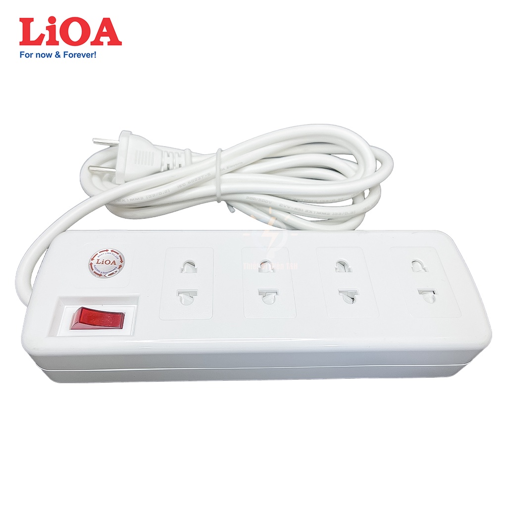 Ổ cắm điện công suất lớn, ổ cắm chịu tải, cao cấp, LIOA,  chịu tải 3300W, 4 ổ cắm, 1 công tắc, 4SS2.5-2