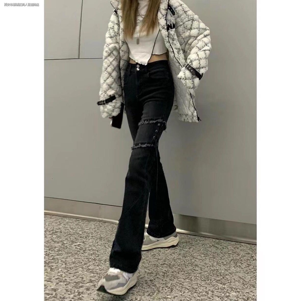 Quần dài lưng cao thiết kế cột dây phong cách đường phố cá tính thời trang thu đông cho nữ