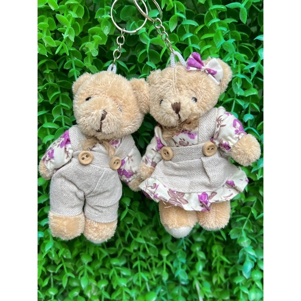 Móc khoá cặp đôi thỏ bông, móc khoá cặp gấu bông