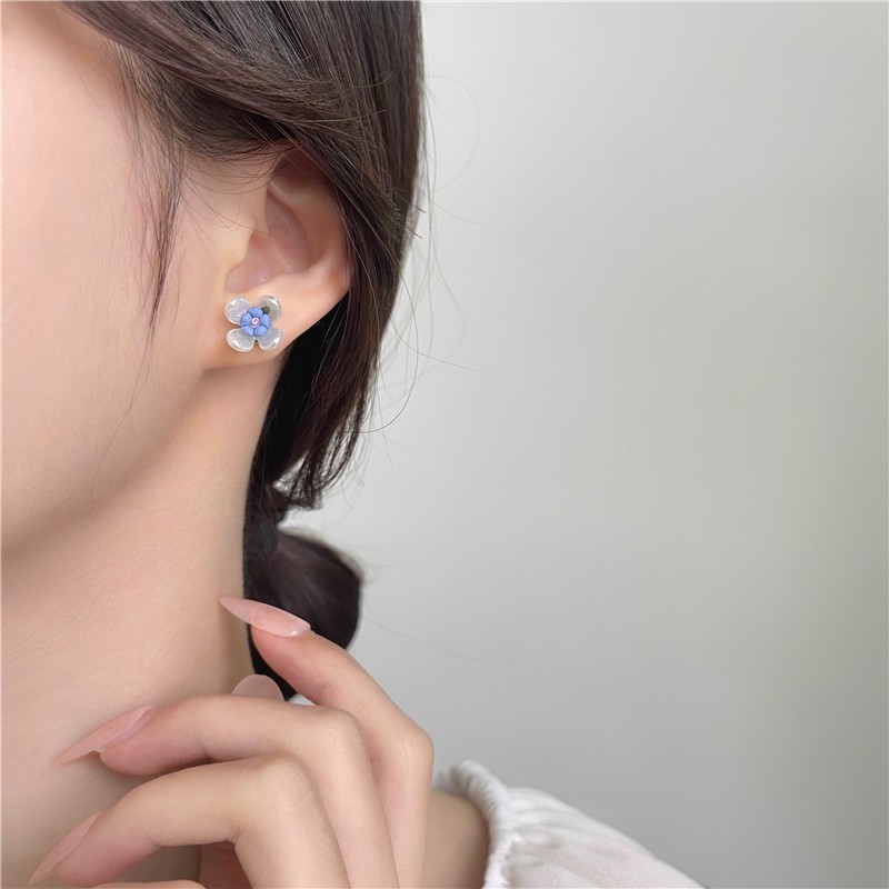 S925 Khuyên tai hoa trà cách điệu bông tai nữ phong cách Paris cocochang Shop