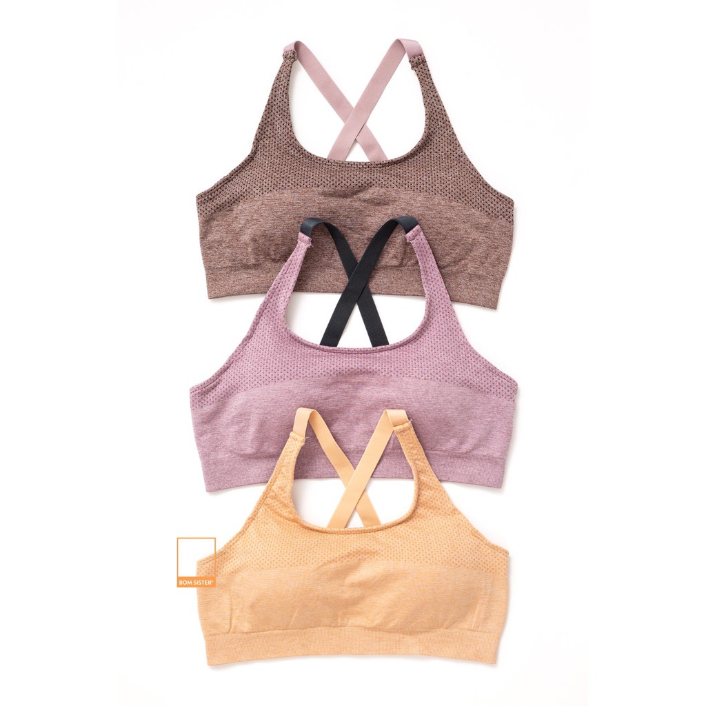 Áo lót thể thao mút mỏng cotton pha không gọng màu trơn nâng ngực tự nhiên BOM SISTER BR211 | BigBuy360 - bigbuy360.vn