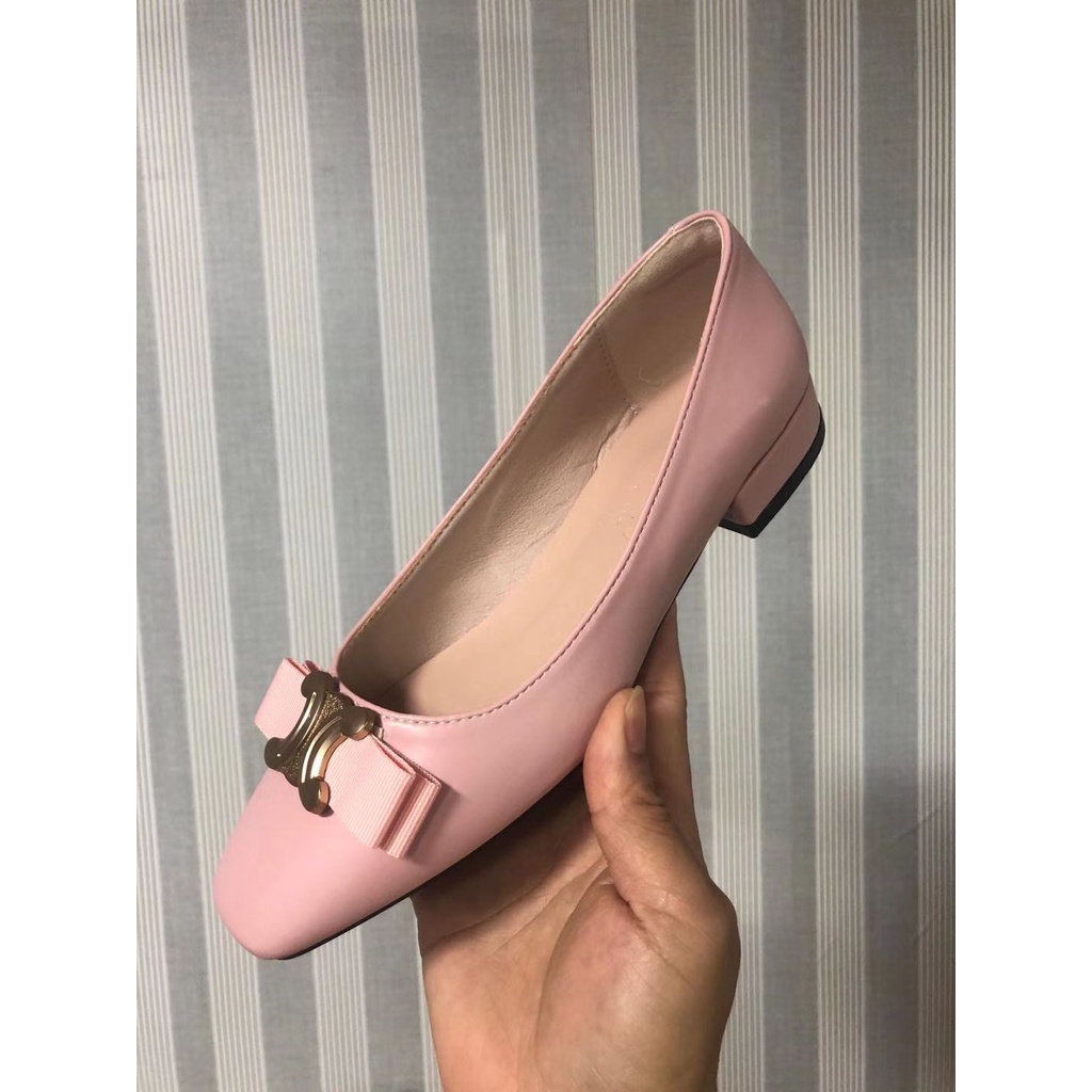 Giày Búp Bê Đế Dày Mũi Vuông Thiết Kế Mới Thời Trang Theo Phong Cách Hàn Quốc