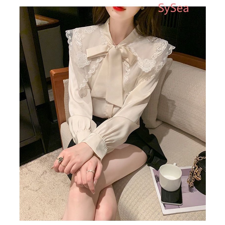 Áo Sơ Mi Cổ Búp Bê Phong Cách Pháp Thời Trang Mùa Thu Cho Nữ