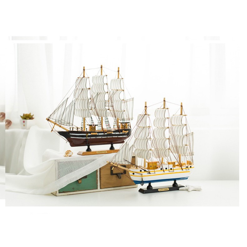 Mô hình thuyền buồm size 33cm nhiều mẫu - Decor đồ trang trí phong cách Địa Trung Hải
